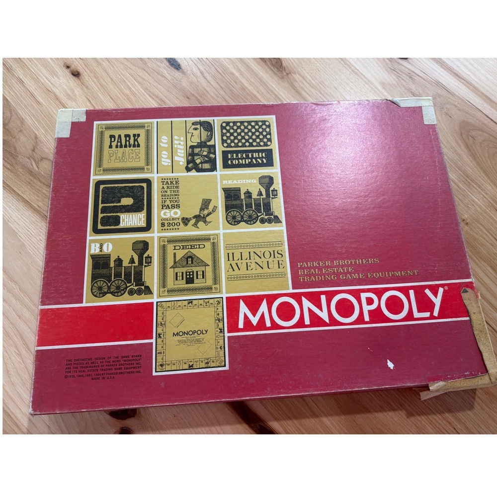 Vintage 1961 Monopoly Board Game Parker Brothers Red Box Made in USA
Complete 60